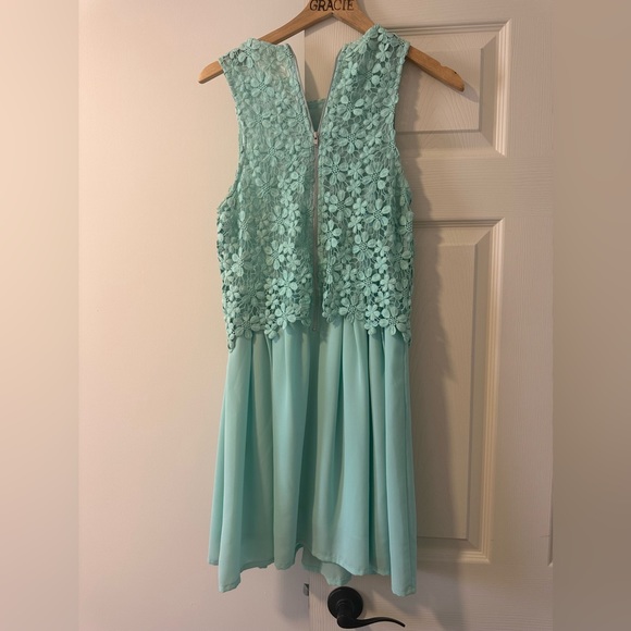 Turquoise / blue pink martini lace mini dress - Picture 3 of 3